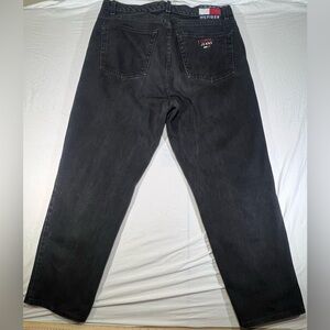 Tommy Jeans Men’s 38x32 Vintage 90s Spell Out Jeans Black Fade baggy Y2K